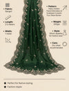 Luxe Rangoli Women Green Dupatta with 4 Side Scalloped Embroidered Border & Buti Embellishment