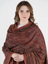 Black Jamawar Wool Blend Women Shawl with Intricate Paisley Weave – 80×40 Inches