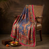 Chinon Floral Mirror Work Women Multicolor Dupatta with Designer Printed Panels & Lace Border