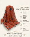 Luxe Cosmos Womens Orange Dupatta with Zari Brush Print & Lace Border