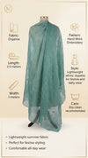 Teal Organza Embroidered Dupatta for Women with Paisley & Floral