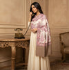 Naqsh-e-Kashmir Woven Kani Jacquard Paisley White Shawl with Inner Bootas & Solid Panel