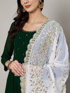 White Georgette Dupatta with Hand Gota Patti Work (Size: 2.5x1 m Approx)