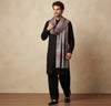 Mir-e-Khas Men's Kashmir-Inspired Kingri Jacquard Woven Grey Shawl with Floral Border
