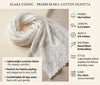 White Mul Cotton Embroidered Dupatta with Intricate Floral Hand Work & Lace Border