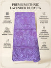 Lavender Organza Embroidered Dupatta for Women with Paisley & Floral