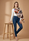 Signature Bamboo Silk Butterfly PrintedStole | Nature Inspired Multicolour Designer Wrap
