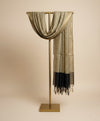 Beige Striped Silk Dupatta with Zari Border | Elegant Ethnic Drape (2.5 Metres Approx.)