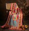 Chinon Floral Mirror Work Women Multicolor Dupatta with Designer Printed Panels & Lace Border