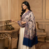 Naqsh-e-Kashmir Woven Kani Jacquard Floral Shawl with Traditional Blue Border & Panel