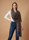 Regal Floral & Paisley Kani Weave Wool Blend Grey Stole
