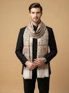 Noble Kani Weave Mughal Architecture & Floral Garden Wool Blend White Stole