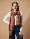 Signature Bamboo Silk PrintedStole | Heritage Floral Border & Geometric Motif Print