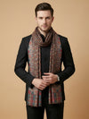 Reserve Mens Bamboo Silk Floral Kalamkari Printed Brown Stole