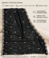 Designer Twill Net Women Black Dupatta with 2 Side Scalloped Border & Buti Embellishment