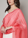 Elegant Peach Cotton Dupatta with Subtle Woven Stripes & Tassel Detailing (Size: 2.5x1 m Approx)