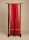 Banarasi Silk Mens Dupatta – Red with Zari Buta & Border Work