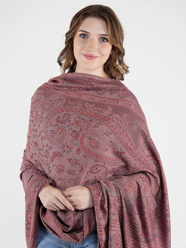 Blue Jamawar Wool Blend Women Shawl with Intricate Paisley Weave – 80×40 Inches