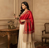 Naqsh-e-Kashmir Woven Kani Jacquard Paisley Red Shawl with Inner Bootas & Solid Panel