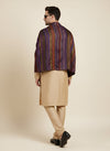 Woolen Zig-Zag Moonlight Zari Mens Stole | Heritage Wrap (80 x 28 Inches)