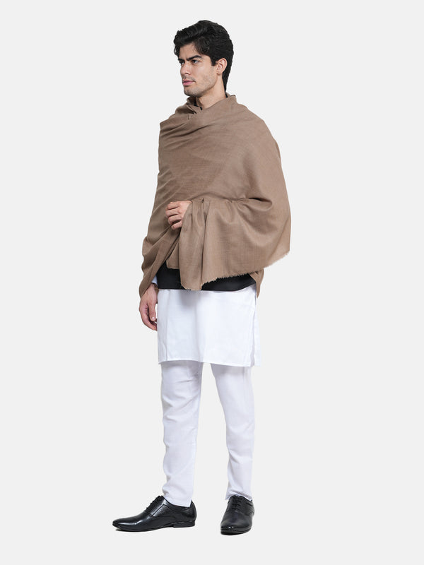 Solid Brown Fine Wool Mens Shawl – Soft Winter Wrap (80 x 40 Inches)