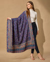 Signature Kalamkari Printed Bamboo Silk Blue Stole