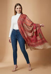 Regal Multicolor Patchwork Kani Jacquard Woven Wool Blend Beige Stole