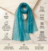 Designer Twill Net Women Aqua Dupatta with 2 Side Scalloped Border & Buti Embellishment