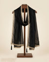 Fendi Mens Dupatta – Black Tone with Lace Border & Latkan Finish