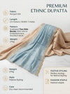 Luxe Fendi Women Blue Dupatta with 2 Side Scalloped Border, Mirror Detailing & Buti Embellishment