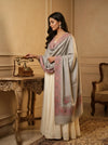 Naqsh-e-Kashmir Inspired Kani Paisley & Geometric Border Wool Blend Grey Shawl