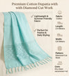 Cotton Mens Dupatta – Blue with Diamond Cut Work & Woven Border