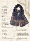 Everday Bamboo Silk Floral Kalamkari Printed Blue Stole