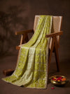 Luxe Chinon Womens Green Dupatta – Embellished Grid Work with Lace Border