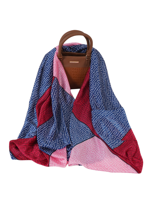 Printed Silk Women Stole with Artistic Motif Design | Elegant Lightweight Wrap (80 × 28 Inches)
