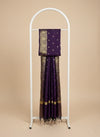 Banarasi Silk Mens Dupatta – Purple with Zari Buta & Border Work
