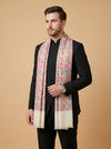 Noble Mens Wool Blend Floral Kani Weave White Stole