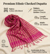 Pink Cotton Dupatta with Golden Stripe Weave & Tassel Border