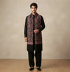 Mir-e-Khas Men's Kashmir-Inspired Jamawar Floral Paisley Vine Black Shawl