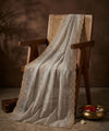 Luxe Fendi Women White Dupatta with 2 Side Scalloped Border, Mirror Detailing & Buti Embellishment