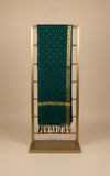 Cotton Silk Mens Dupatta – Green with Zari Buta & Border Work