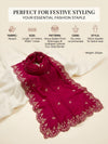 Luxe Rangoli Women Magenta Dupatta with 4 Side Scalloped Embroidered Border & Buti Embellishment