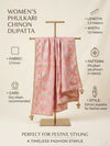 Luxe Chinon Women Phulkari Dupatta with Mirror & Beads Detailing, Lace Border and Latkan Tassels