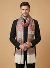 Noble Mens Patchwork Kani Jacquard Woven White Stole