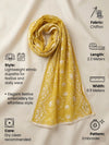 Yellow Karachi Style Hand Embroidered Chiffon Dupatta
