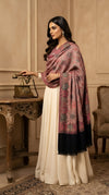Naqsh-e-Kashmir Woven Kani Jacquard Floral Shawl with Traditional Black Border & Panel