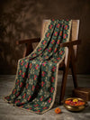 Luxe Chinon Women Phulkari Green Dupatta with Lace Border & Traditional Motif Work