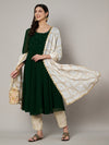 Ivory Chinon Dupatta with Gold Grid Embellishment (Size: 2.5x1 m Approx)