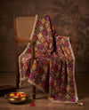 Luxe Phulkari Chinon Mirror Work Embroidered BlackDupatta with Elegant Lace Border