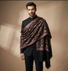 Mir-e-Khas Men's Kashmir-Inspired Jamawar Floral Paisley Vine Black Shawl